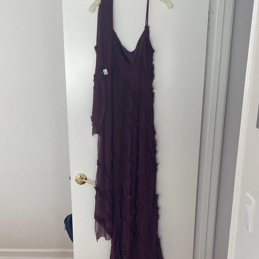 Elegant Women's Plum Maxi Dress with Beaded Detail